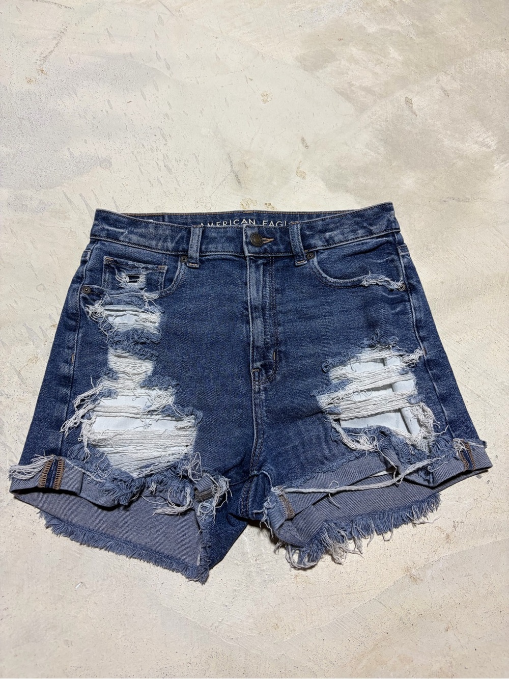American Eagle Outfitters mom short Blue Distressed Denim Shorts 6